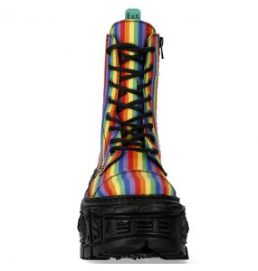 Vegan Rainbow New Rock Wall Platform Ankle Boots