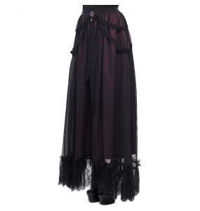 Long Burgundy and Black 'Melisande ' Skirt
