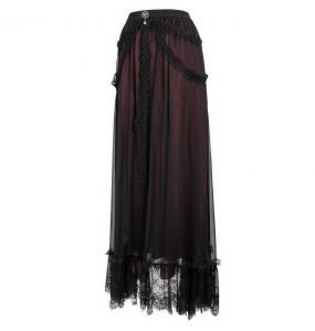 Long Burgundy and Black 'Melisande ' Skirt