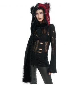 Écharpe à Capuche 'Kitty' Noire et Rouge