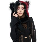 Écharpe à Capuche 'Kitty' Noire et Rouge