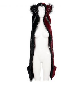 Black and Red 'Kitty' Hooded Scarf