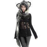 Black and White 'Kitty' Hooded Scarf
