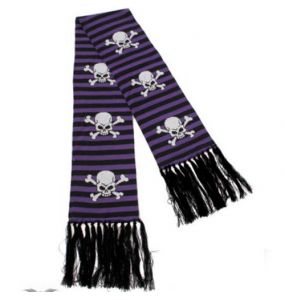 Purple Skull and Bones Stripes Scarf
