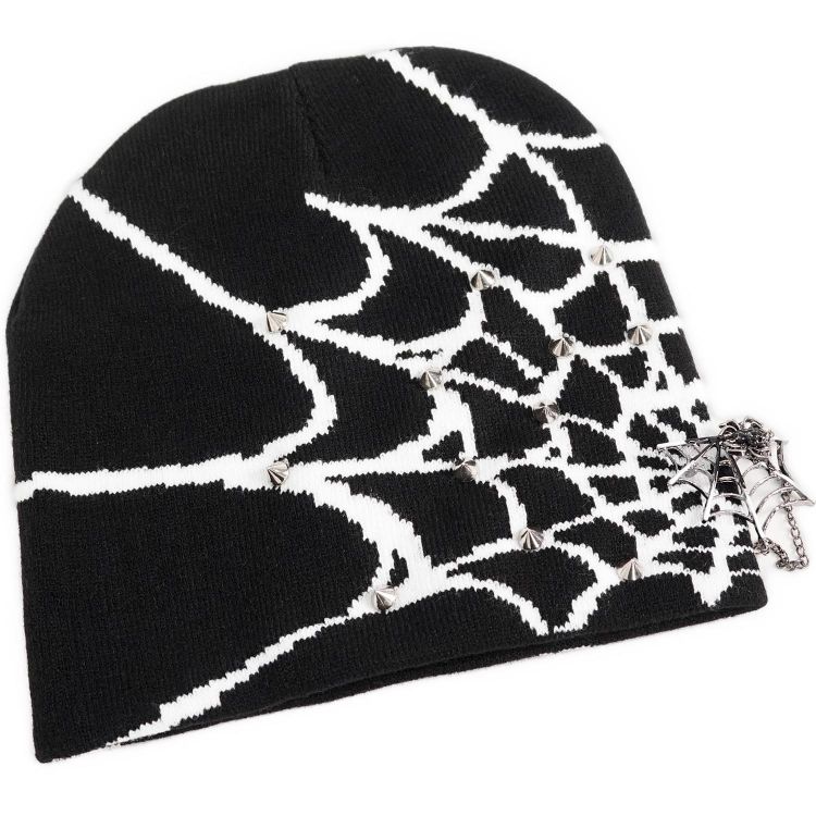 Bonnet 'White Spider Web' Noir