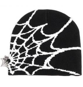 Black and White Spider Web Beanie