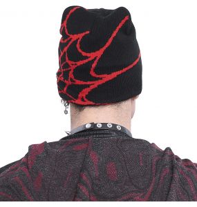 Black and Red Spider Web Beanie