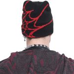 Black and Red Spider Web Beanie