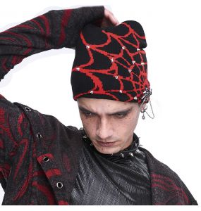 Black and Red Spider Web Beanie