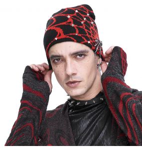 Black and Red Spider Web Beanie