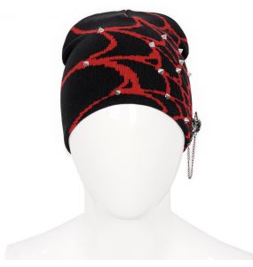 Black and Red Spider Web Beanie