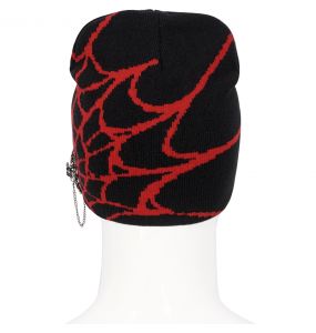 Black and Red Spider Web Beanie