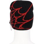 Black and Red Spider Web Beanie