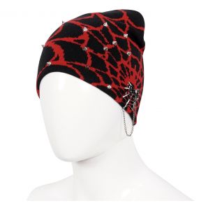 Black and Red Spider Web Beanie