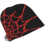 Black and Red Spider Web Beanie