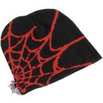 Black and Red Spider Web Beanie