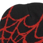 Black and Red Spider Web Beanie