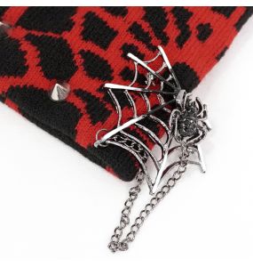 Black and Red Spider Web Beanie