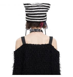 Black and White Striped 'Liuva' Beanie