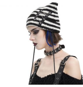 Black and White Striped 'Liuva' Beanie