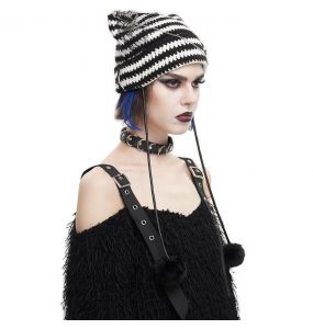 Black and White Striped 'Liuva' Beanie