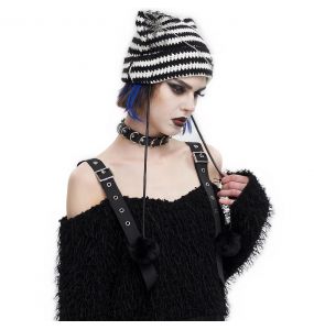 Black and White Striped 'Liuva' Beanie