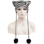 Black and White Striped 'Liuva' Beanie