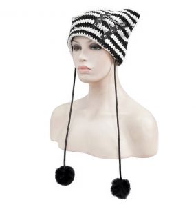 Black and White Striped 'Liuva' Beanie