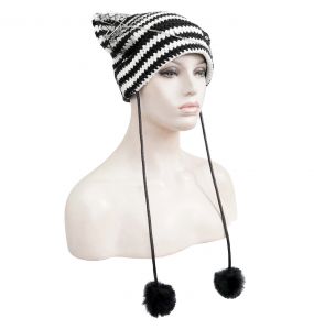 Black and White Striped 'Liuva' Beanie