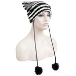 Black and White Striped 'Liuva' Beanie