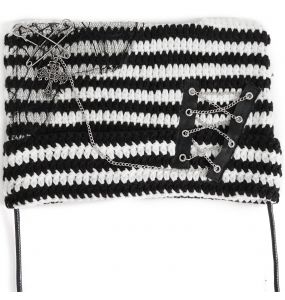 Black and White Striped 'Liuva' Beanie