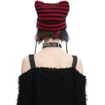 Black and Red Striped 'Liuva' Beanie