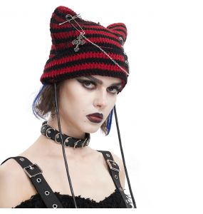 Black and Red Striped 'Liuva' Beanie