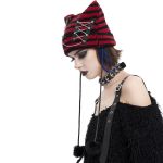 Black and Red Striped 'Liuva' Beanie