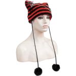 Black and Red Striped 'Liuva' Beanie