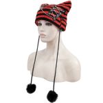 Black and Red Striped 'Liuva' Beanie