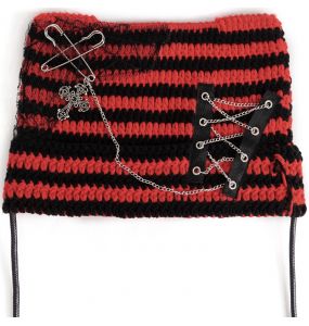 Black and Red Striped 'Liuva' Beanie