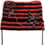 Black and Red Striped 'Liuva' Beanie