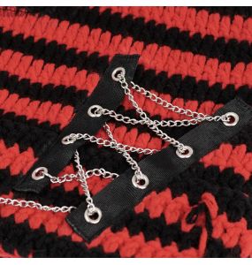 Black and Red Striped 'Liuva' Beanie