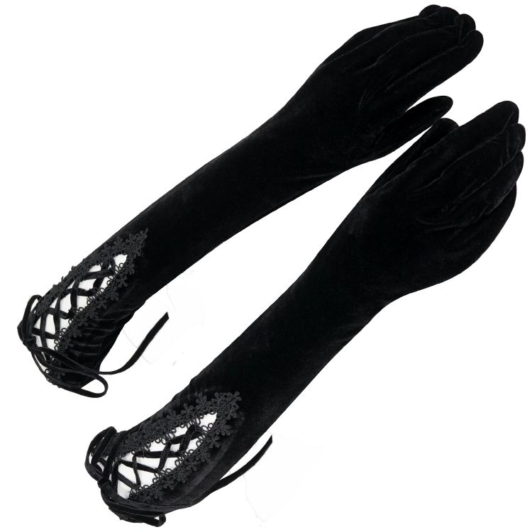 Gants 'Alicia' en Velours Noir