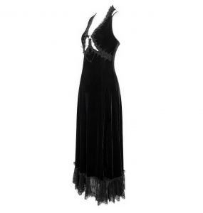 Longue Robe 'Alicia' en Velours Noir