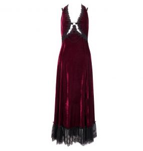Burgundy Velvet 'Alicia' Long Dress