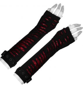 Black and Red 'Willow' Long Cut Gloves