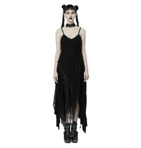 Black 'Geloyra' Asymmetric Long Dress