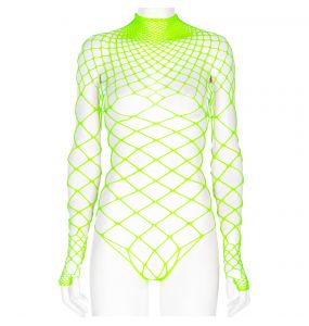 Neon Green Mesh 'Goisvintha' Bodysuit