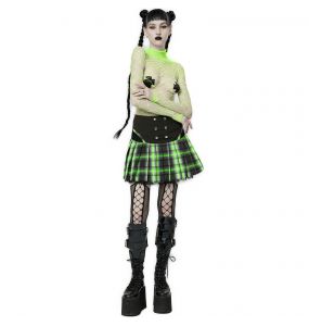 Black and Green 'Goisvintha' Pleated Mini Skirt