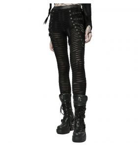 Punk Rave Womens Gothic Leggings Pants Black Red Faux Leather