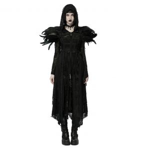 Black Artificial Feathers 'Raven' Shoulder Accessory