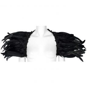 Black Artificial Feathers 'Raven' Shoulder Accessory