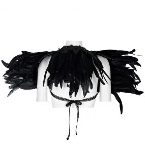 Black Artificial Feathers 'Raven' Shoulder Accessory